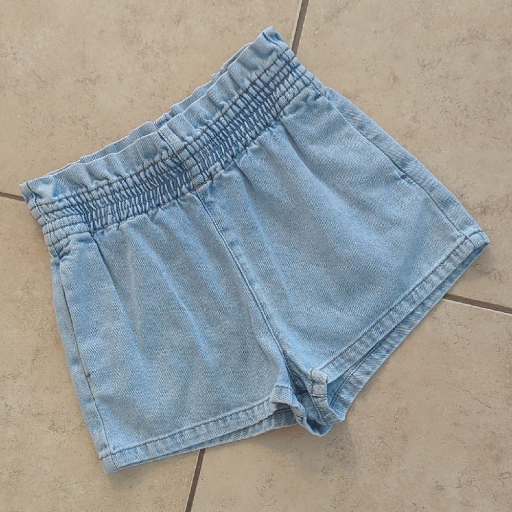 PacSun Jean Shorts High Rise Paper Bag Style Elastic Waist Pull On Denim -Size M